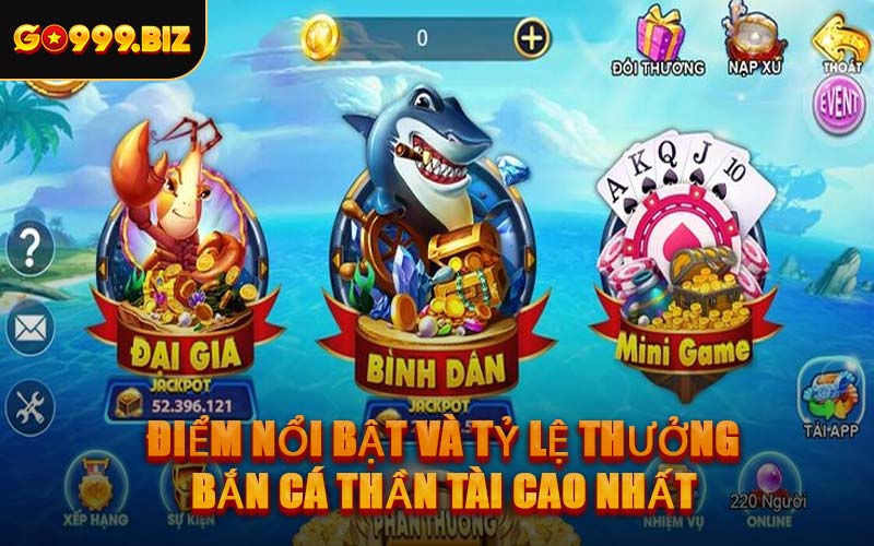 Điểm Nổi Bật Và Tỷ Lệ Thưởng Bắn Cá Thần Tài Cao Nhất